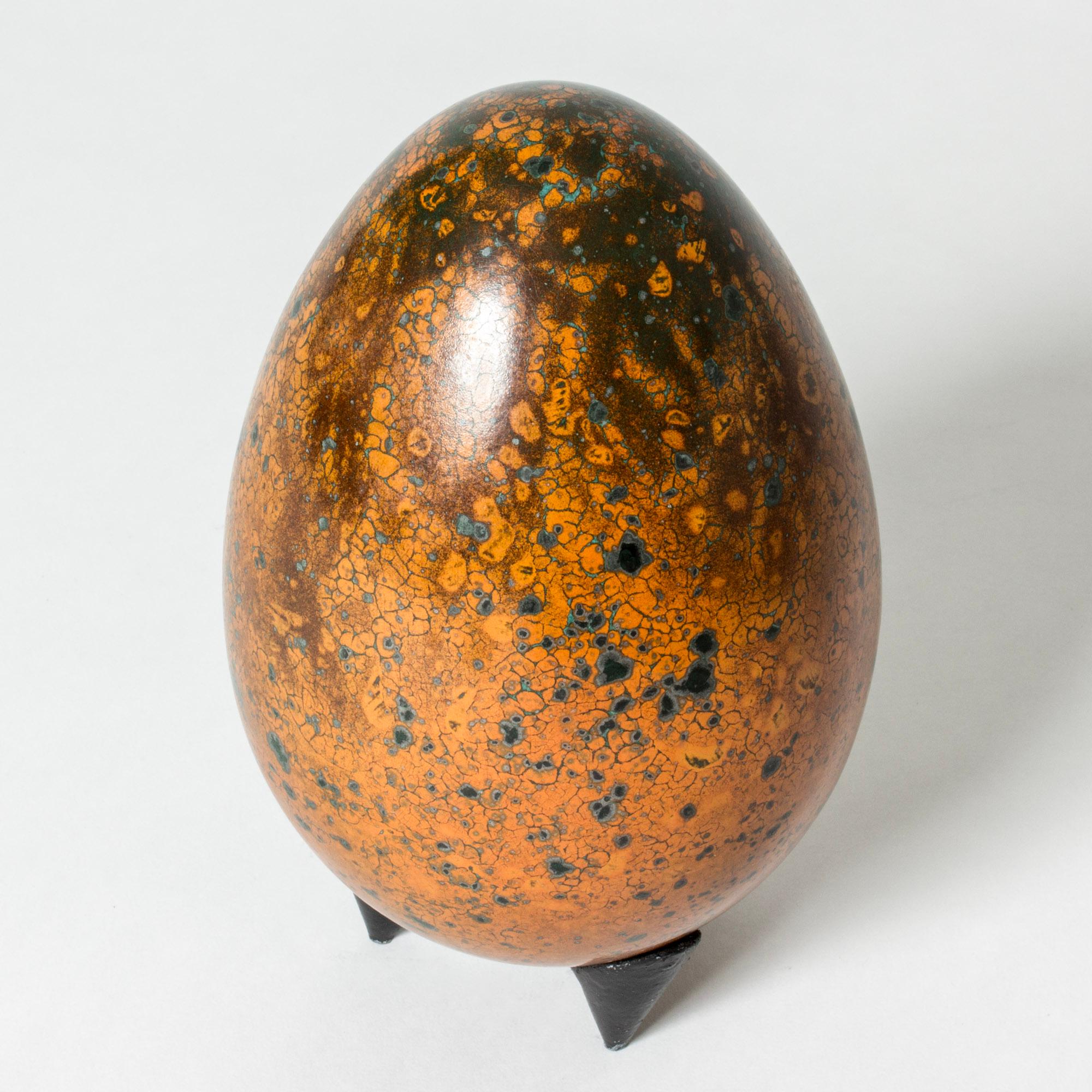French Scandinavian Modern Faience Egg sculpture by Hans Hedberg, Biot, France