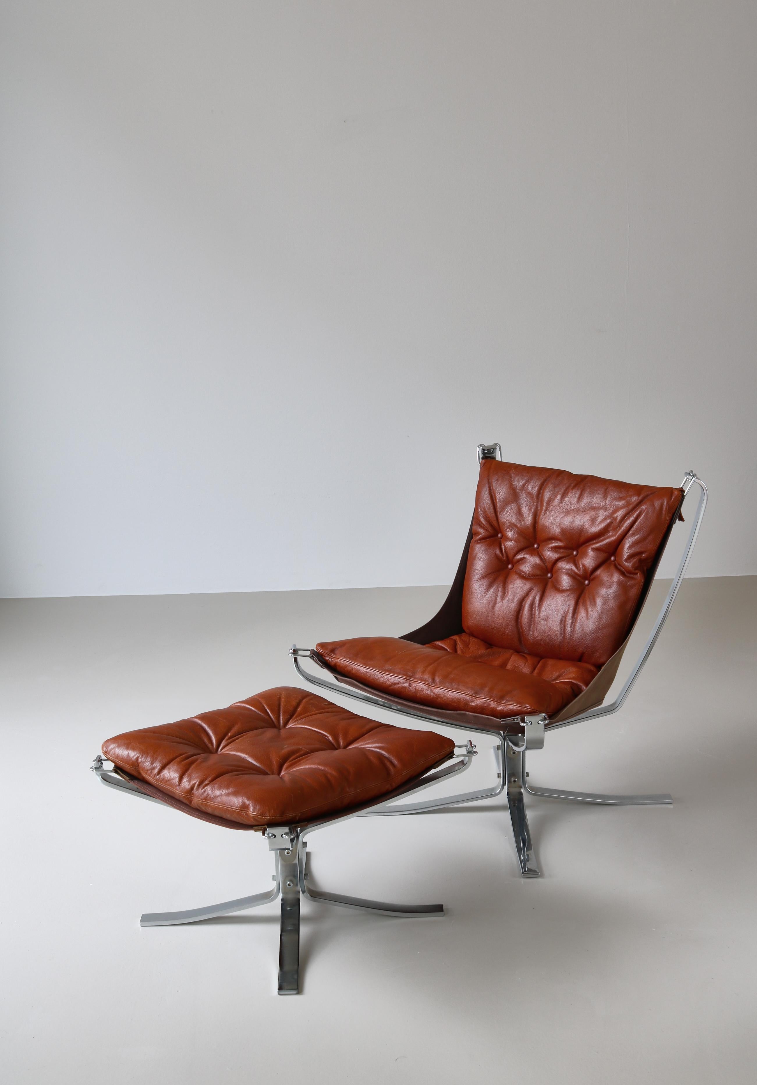 Norvégien Chaise longue et ottoman The Moderns Falcon de Sigurd Ressell, années 1970 en vente