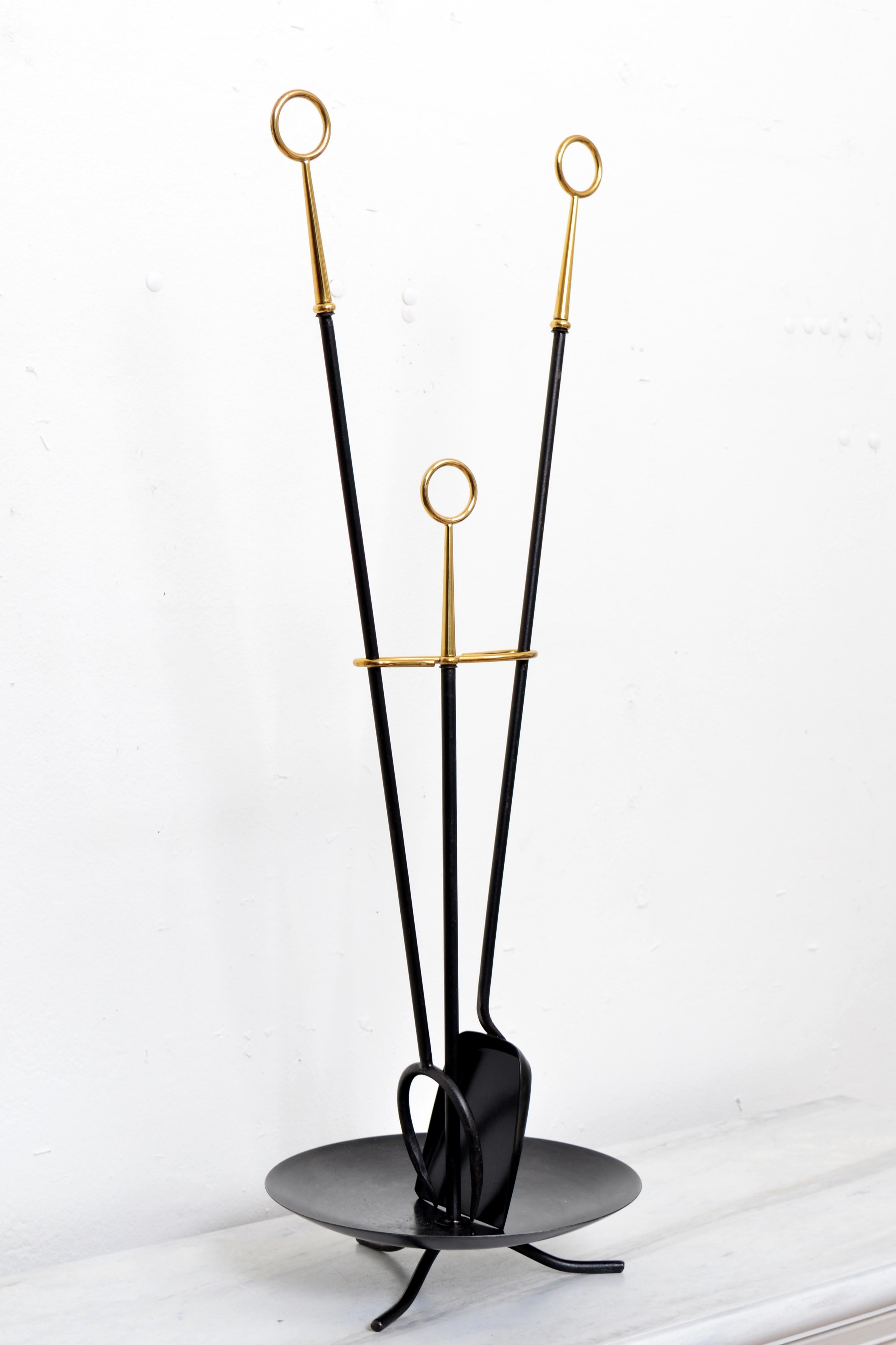 Scandinavian Modern Fireplace Tools by Gunnar Ander for Ystad Metall In Good Condition For Sale In Stockholm, SE