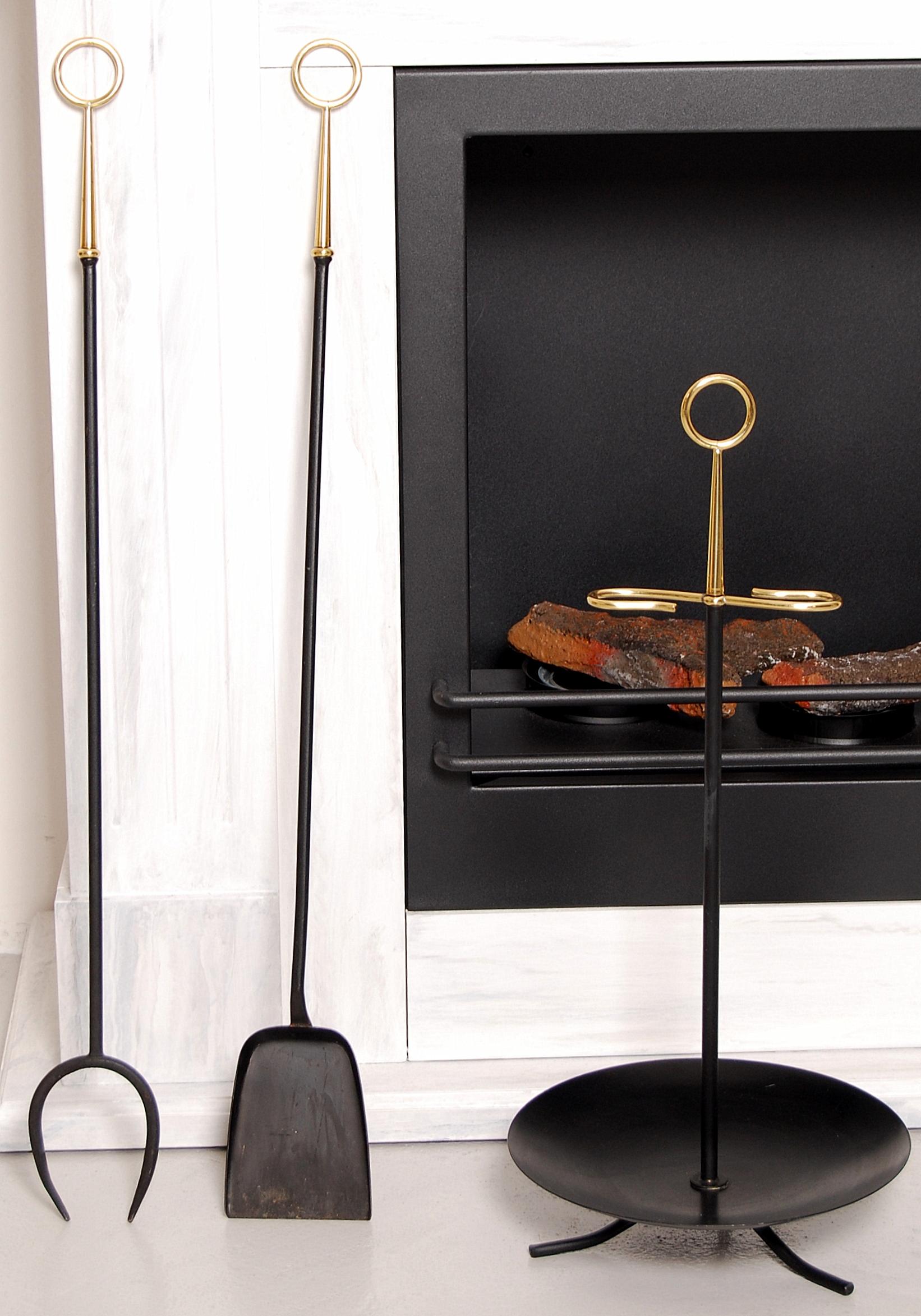 Swedish Scandinavian Modern Fireplace Tools by Gunnar Ander for Ystad Metall