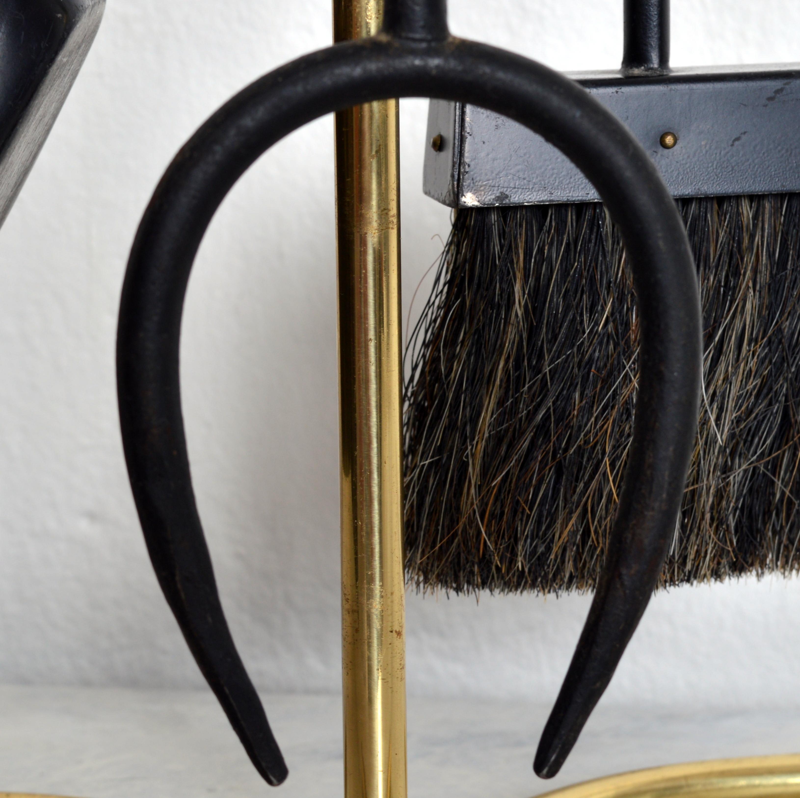 Outils de cheminée scandinaves modernes de Gunnar Ander, Ystad-Metall Suède, années 1960 en vente 3