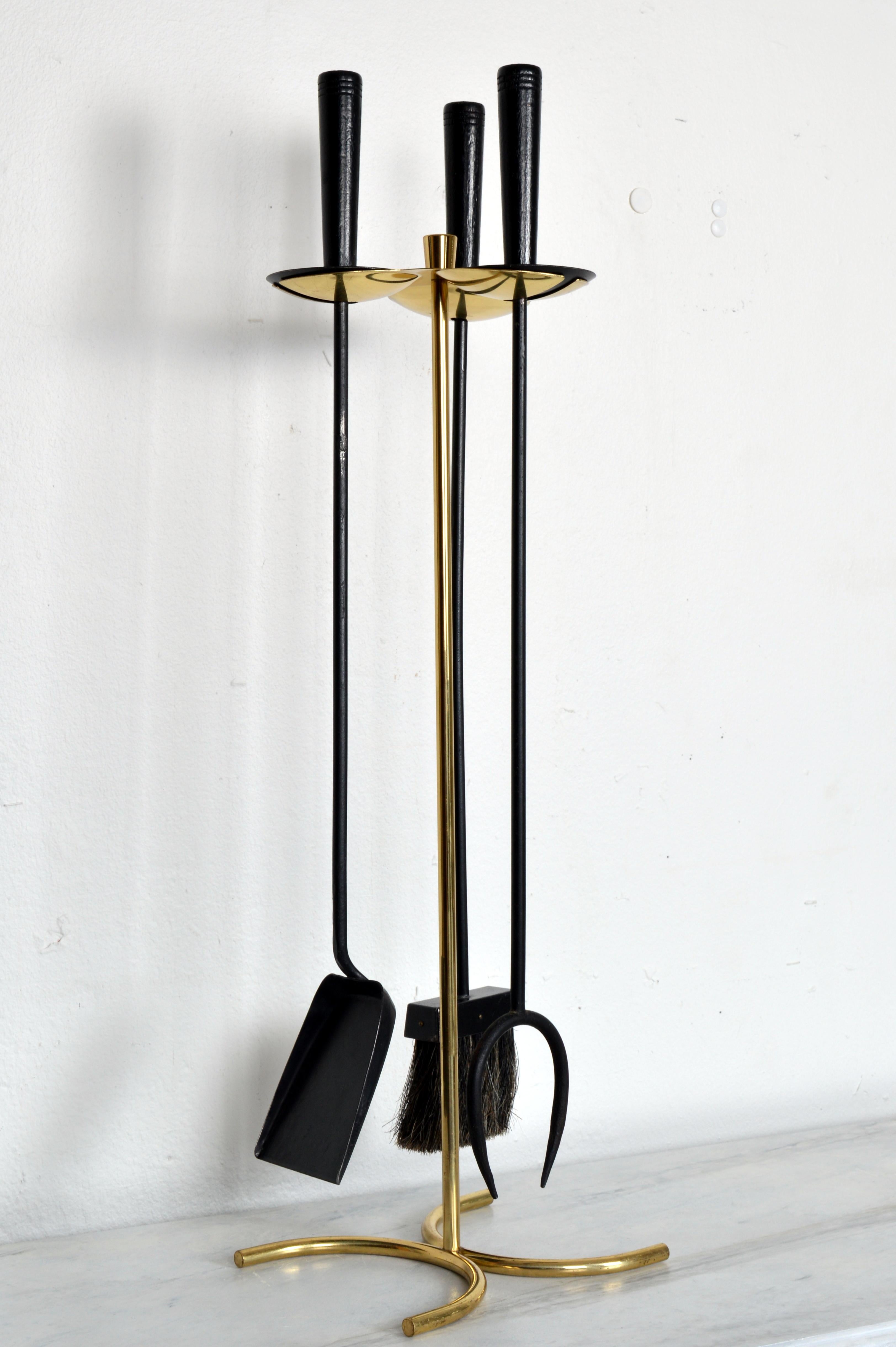 Scandinave moderne Outils de cheminée scandinaves modernes de Gunnar Ander, Ystad-Metall Suède, années 1960 en vente