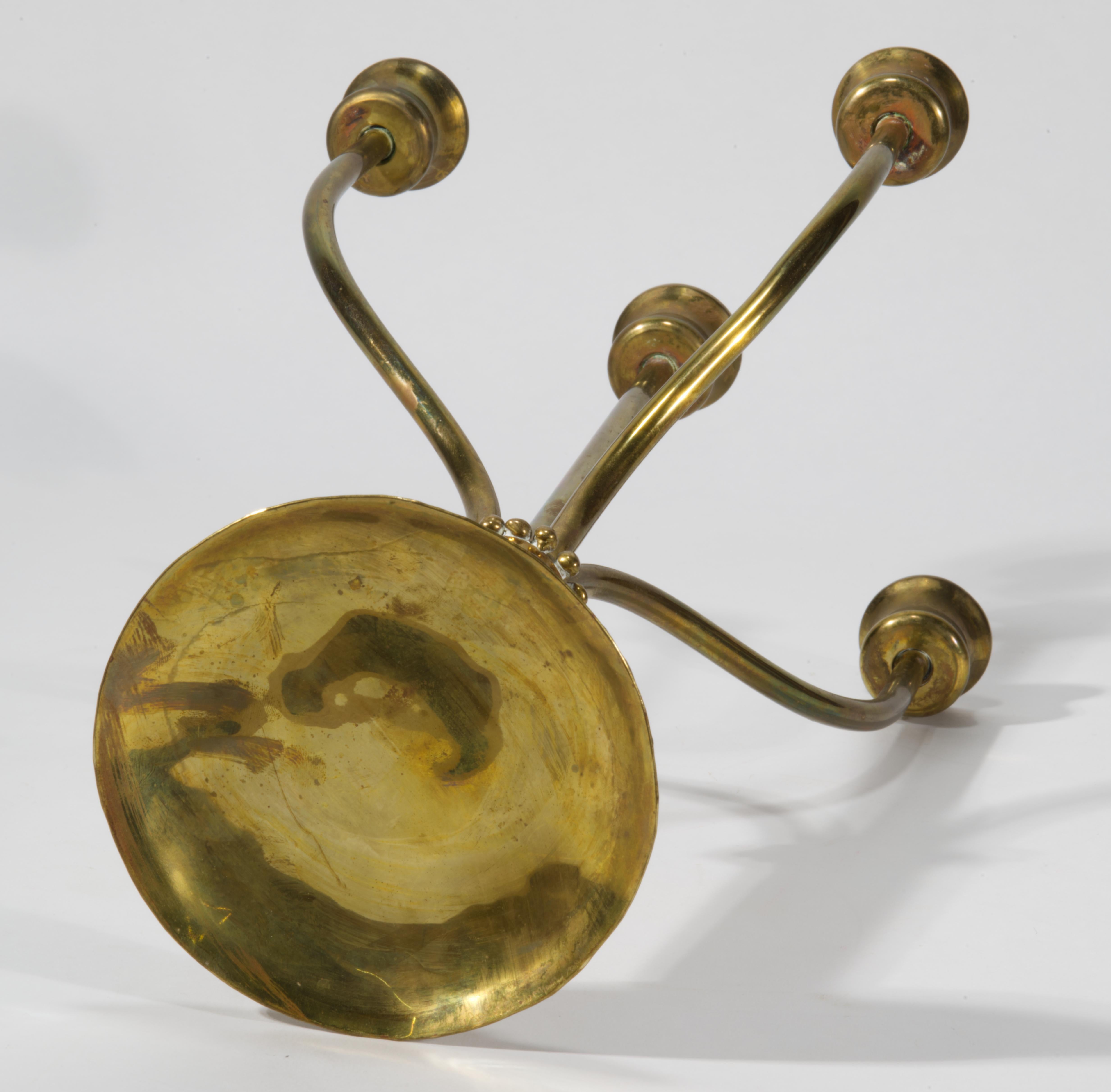 20th Century Scandinavian Modern Five-Arm Brass Candelabra For Sale