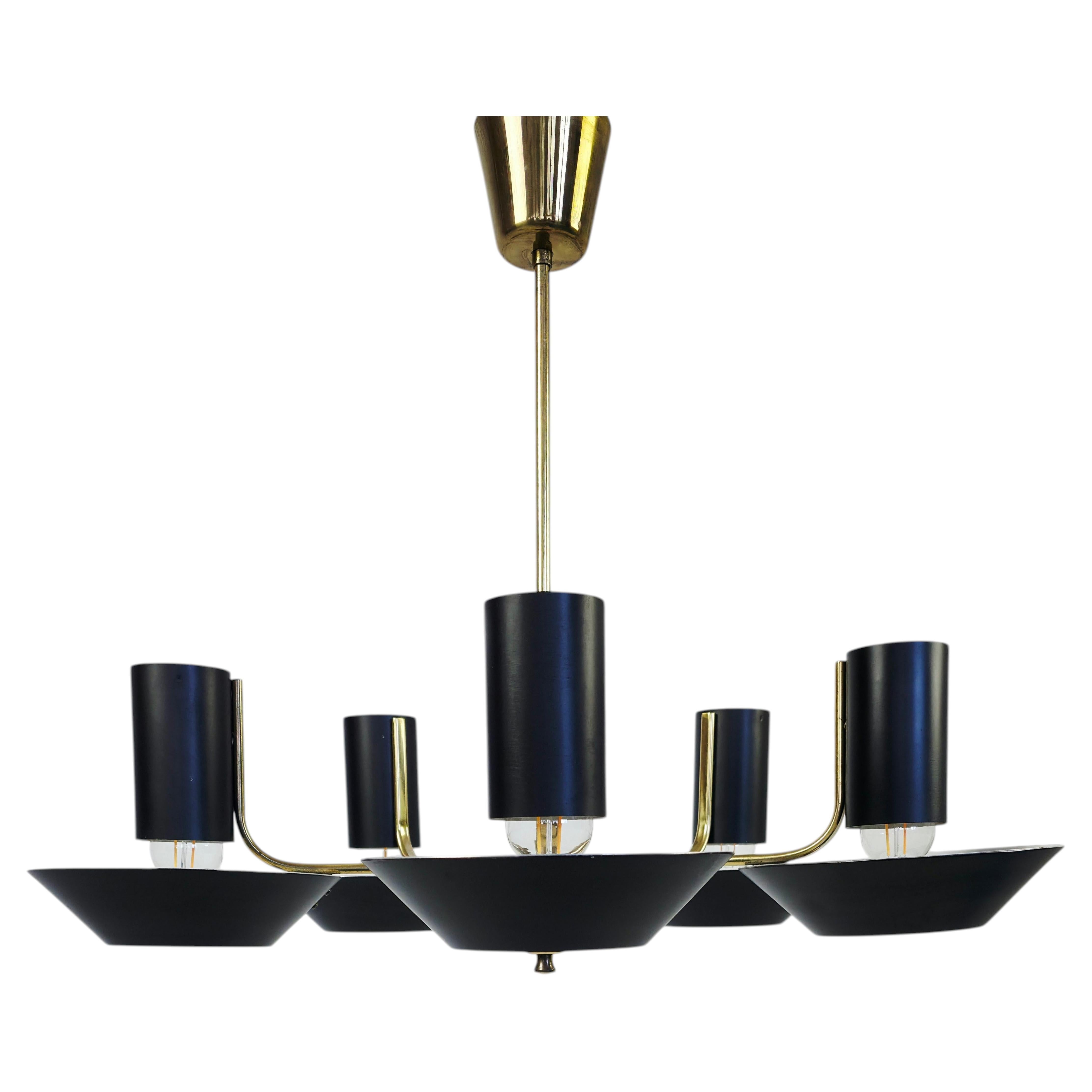 Skandinavischer moderner Fünfarm-Kronleuchter, Modell ER 154/5 von Itsu, Finnland, 1960er Jahre im Angebot