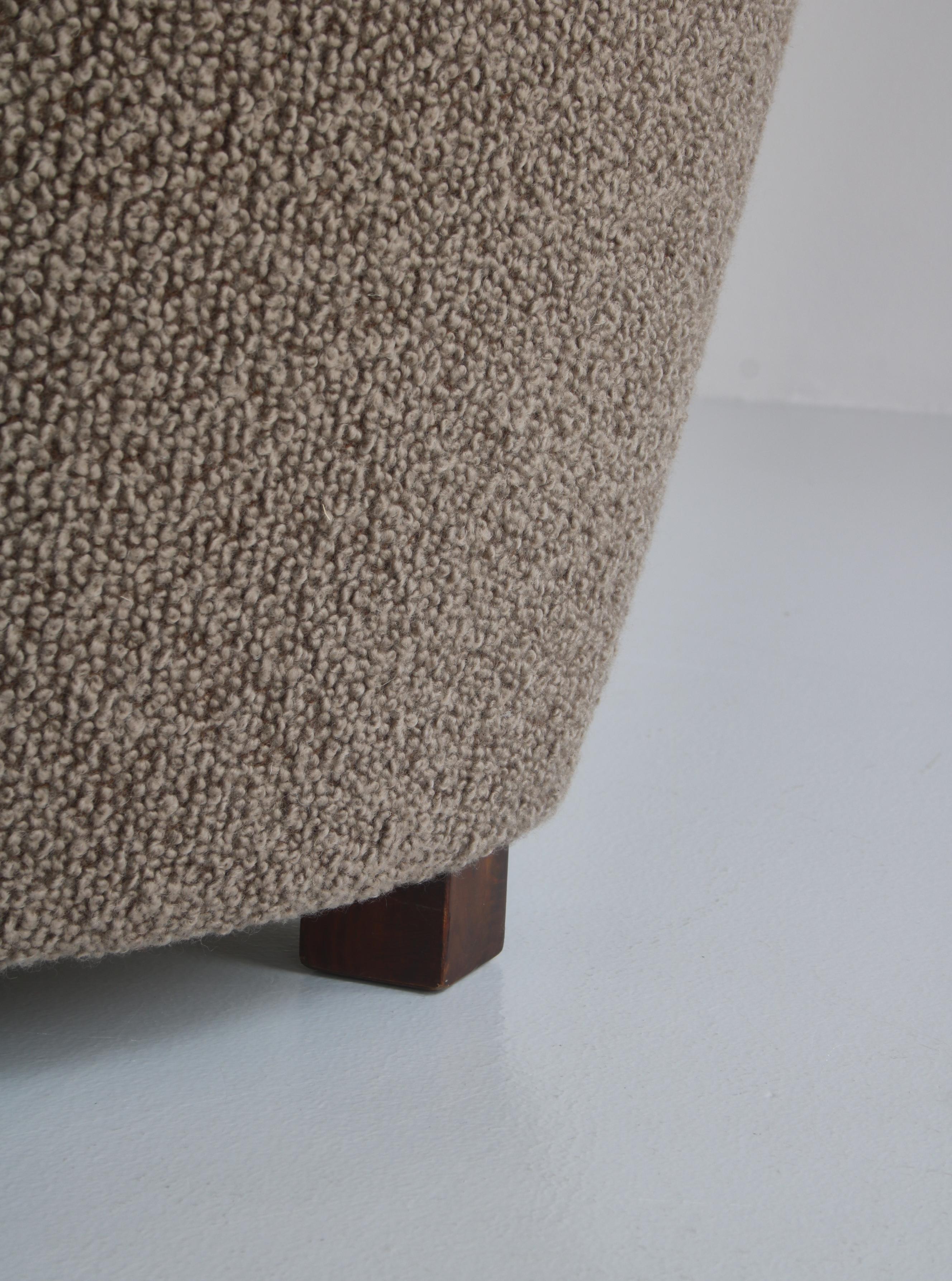 Scandinavian Modern Flemming Lassen Boucle Easy Chair, 1940s, Denmark 5