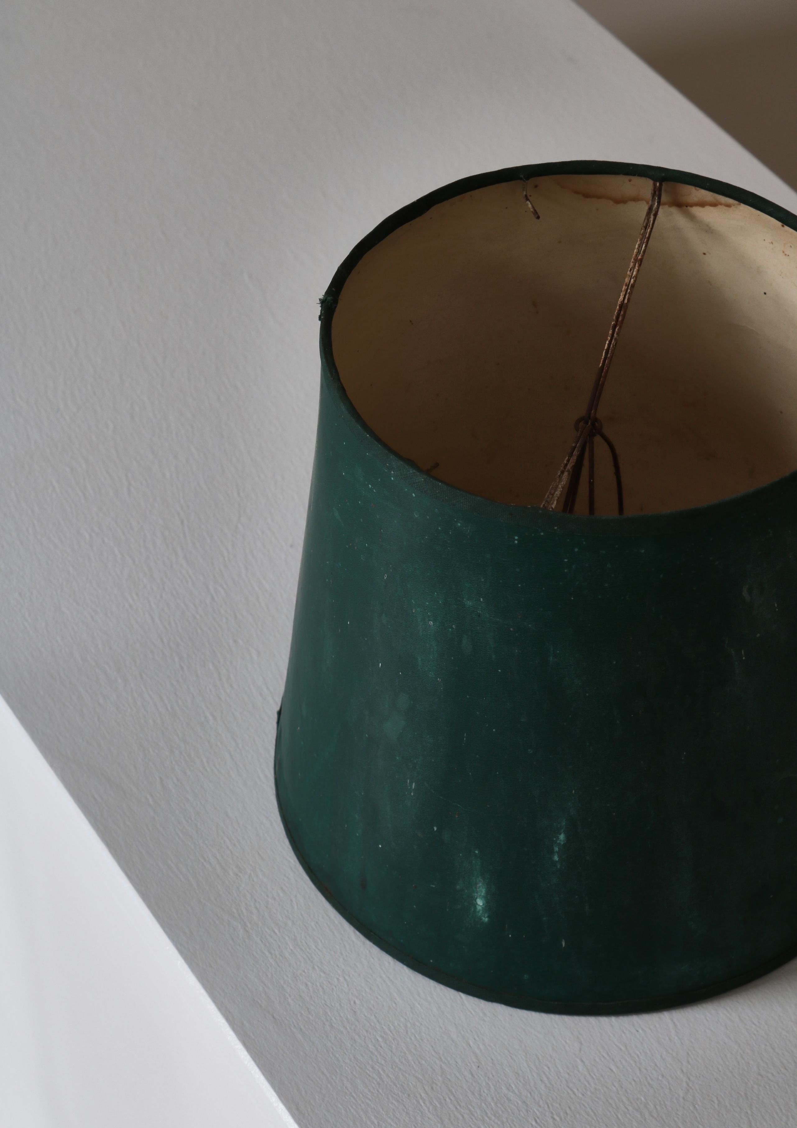 Scandinavian Modern Floor Lamp Green Lacquered Metal, 1940s For Sale 9