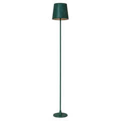 Scandinavian Modern Floor Lamp Green Lacquered Metal, 1940s