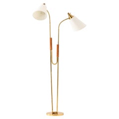 Lampe sur pied de style moderne scandinave en laiton, années 1950