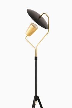 Scandinavian Modern Floor Lamp in Brass, Lacquer, 1950s