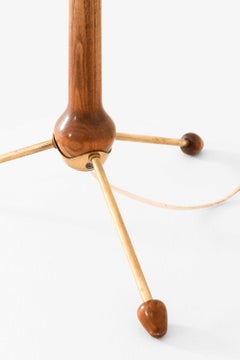 Scandinavian Modern Floor Lamp in Brass & Mahogany by Hans Bergström, 1940s