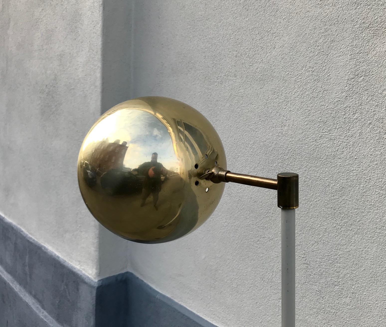 Scandinavian Modern Floor Lamp with Brass Shade, 1970s In Good Condition For Sale In Esbjerg, DK