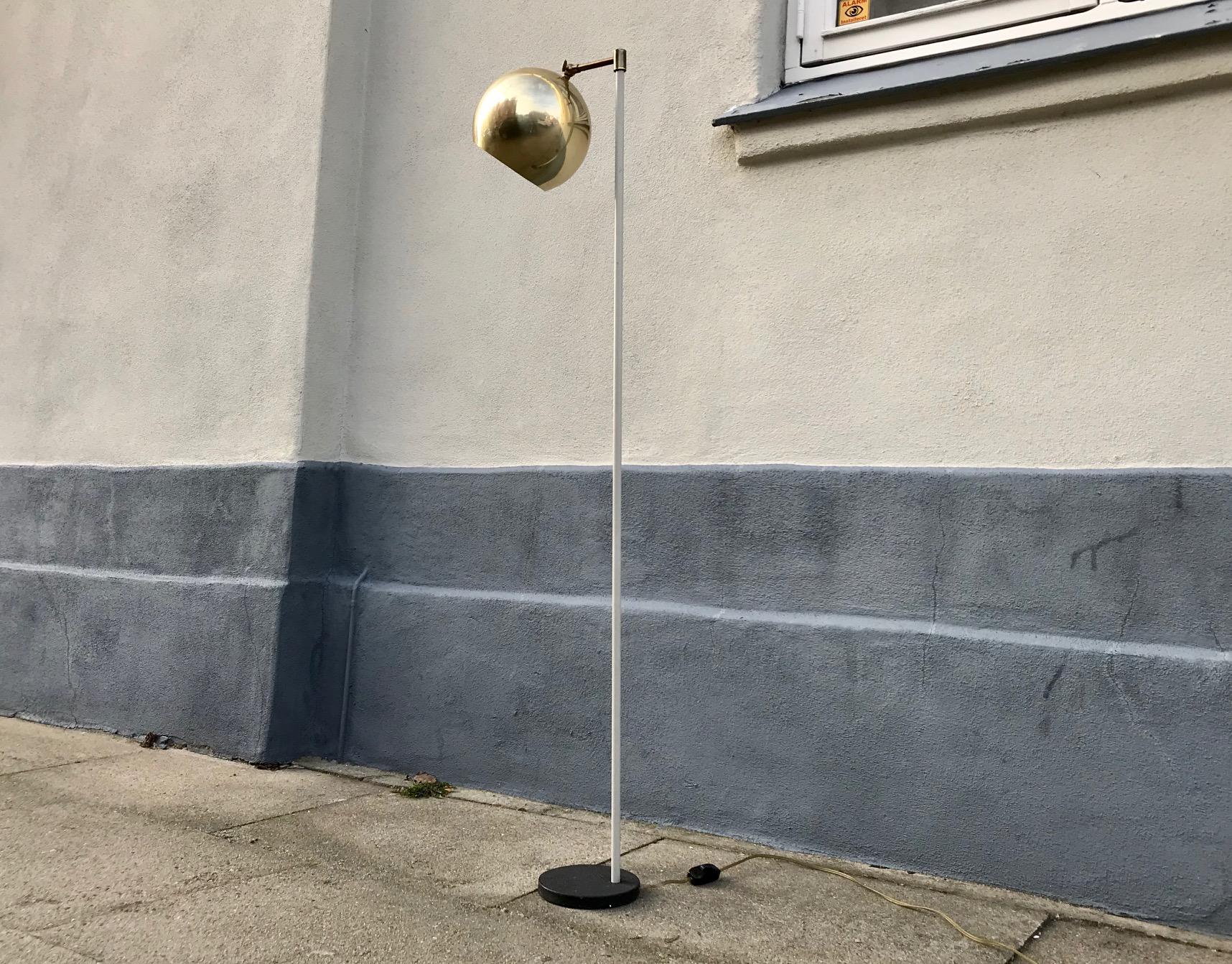 Scandinavian Modern Floor Lamp with Brass Shade, 1970s For Sale 4