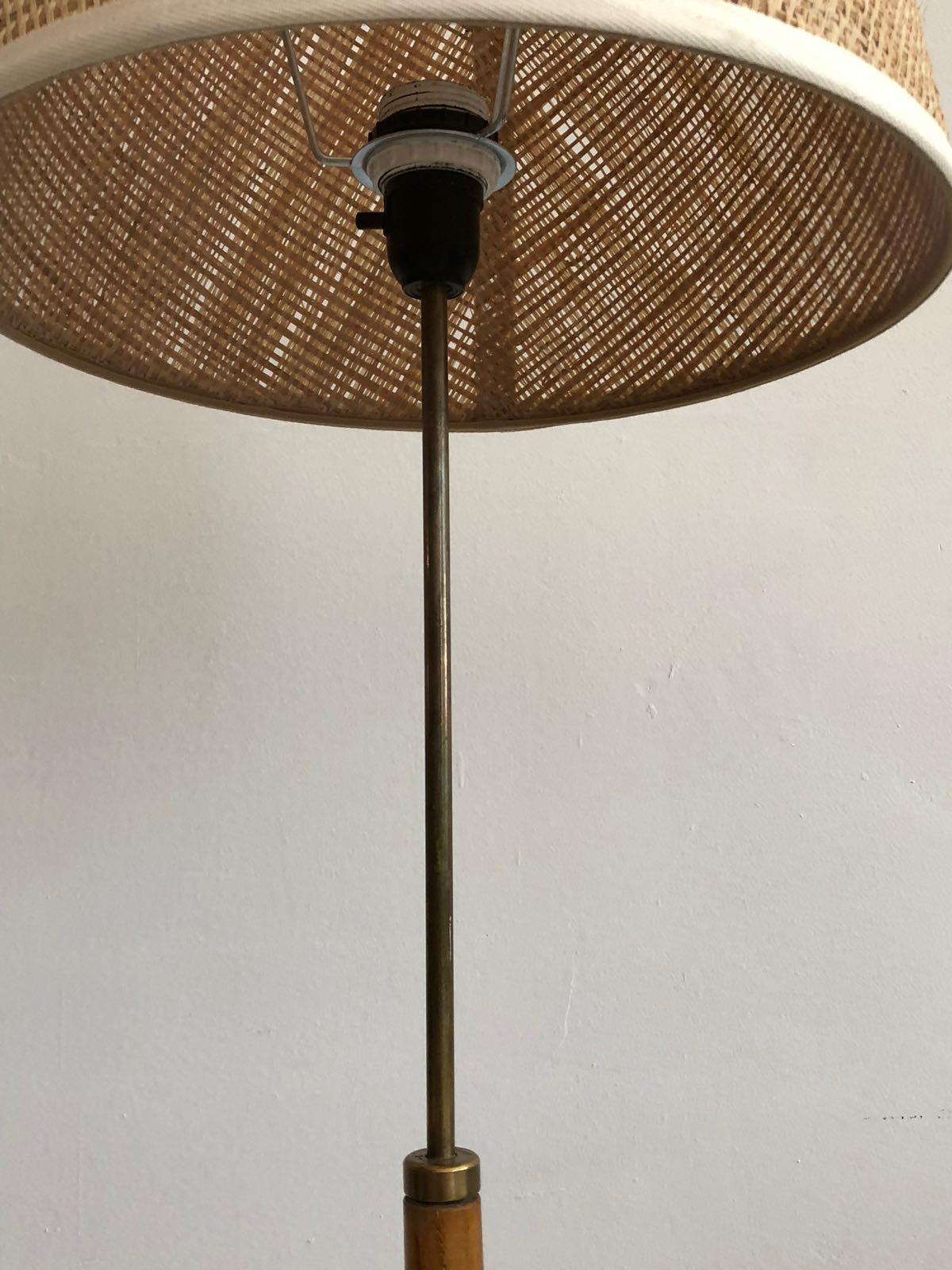 Swedish Scandinavian Modern Floor Lamp with Wooden Stand by Bergboms