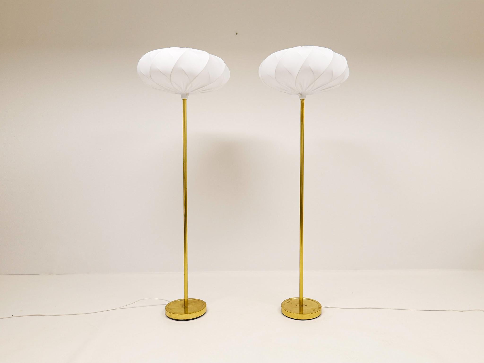 Swedish Scandinavian Modern Floor Lamps in Brass 