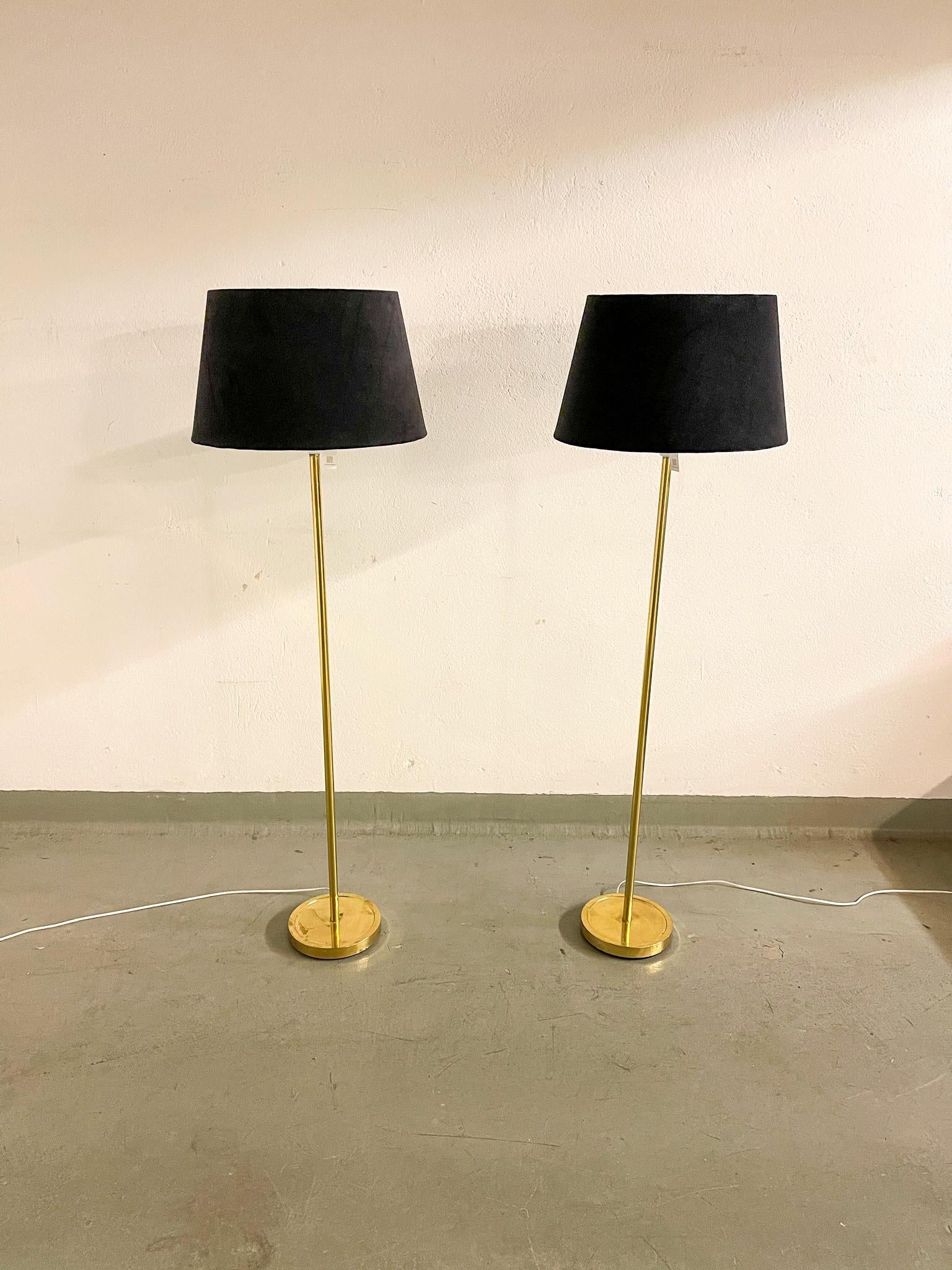 Scandinavian Modern Floor Lamps in Brass 