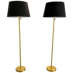 Scandinavian Modern Floor Lamps in Brass "ENCO", Sweden, 1970s