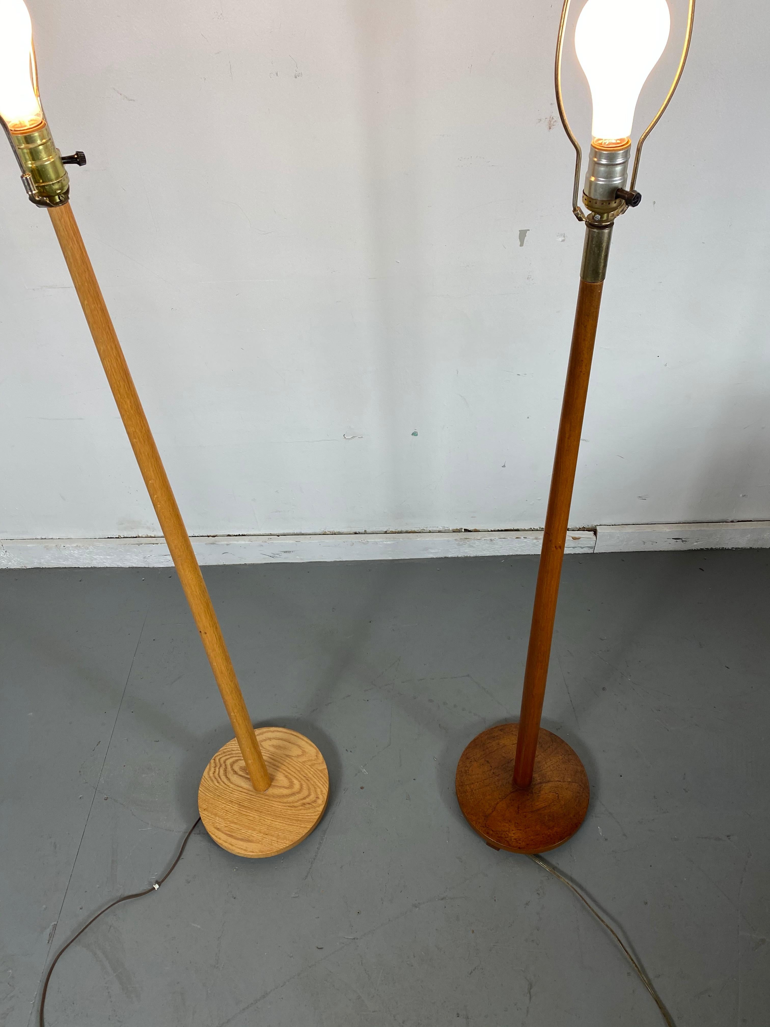 Scandinavian Modern Floor Lamp, Teak, Oak In Good Condition In Buffalo, NY