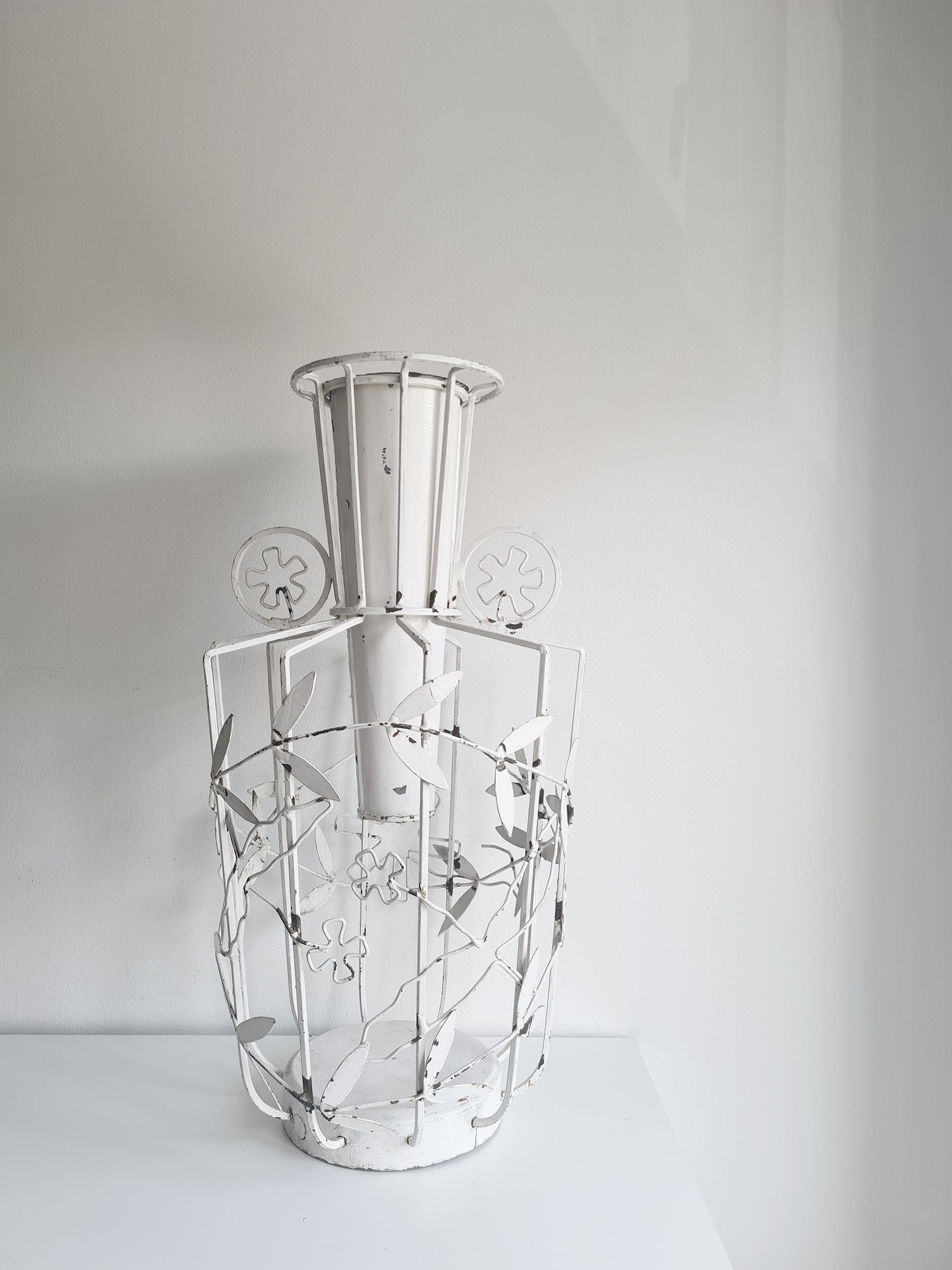 Very rare and possibly unique scandinavian modern floor vase, circa 1930-1940s. 
Decorative piece with leaves, flowers and birds. In the style of Hans Bergström and Otto Schultz.
Unknown designer and maker. 

Condition: wear consistent with age