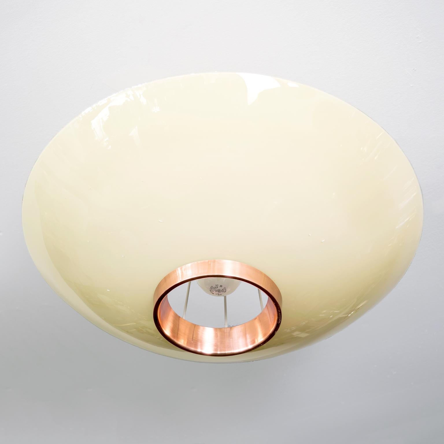 Scandinavian Modern Flush Mount by Itsu with Copper Ring In Excellent Condition In New York, NY