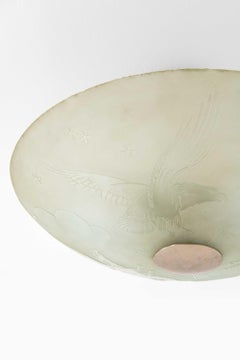 Lampada da incasso in stile moderno scandinavo, in vetro e metallo nichelato, anni '40