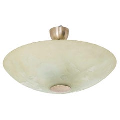 Lampada da incasso in stile moderno scandinavo, in vetro e metallo nichelato, anni '40