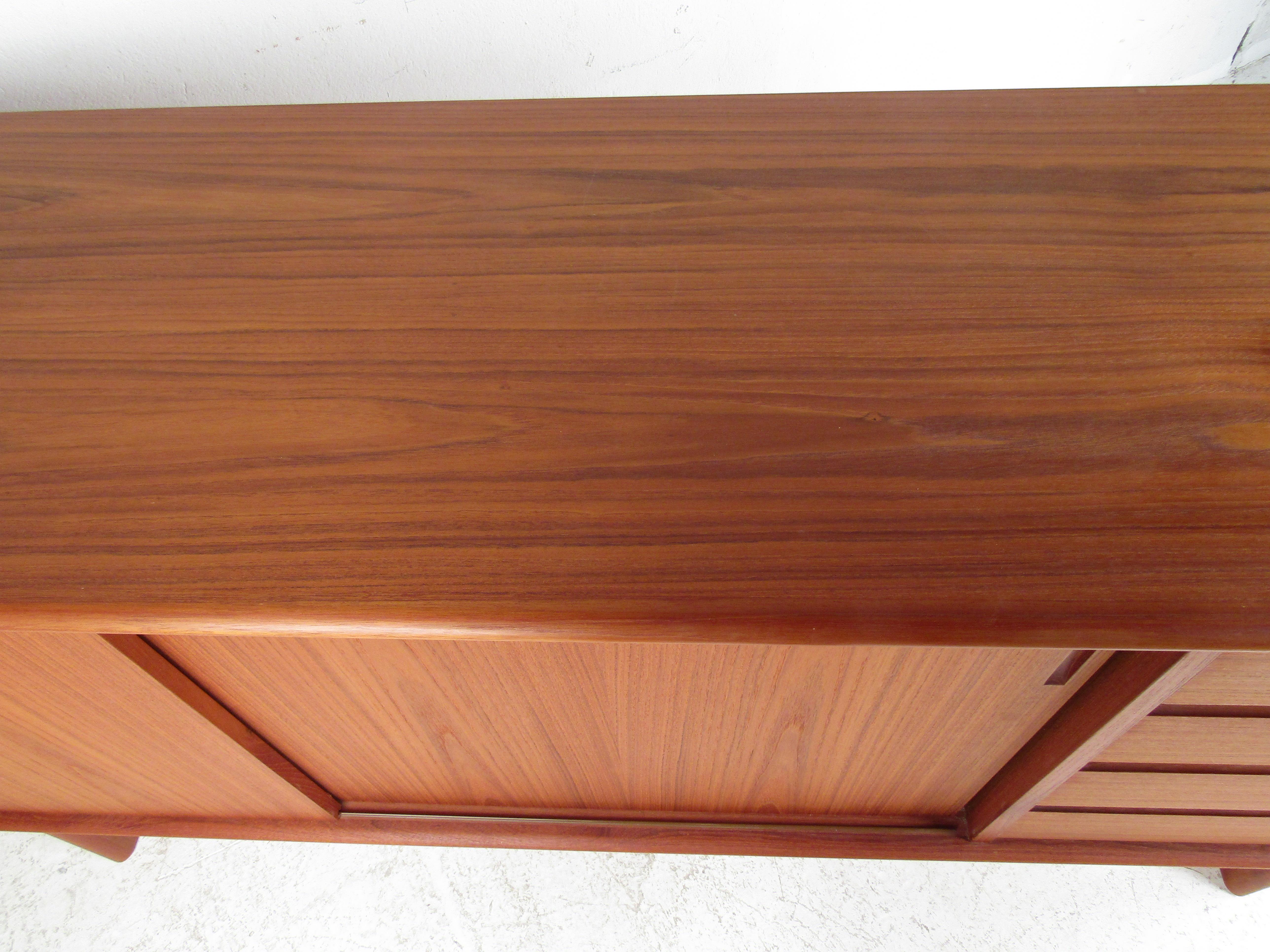 Scandinavian Modern Four Drawer Credenza with Sled Base 3