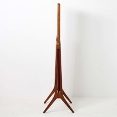 Scandinavian Modern Free Standing Cheval Mirror Mahogany Brass Details, 1960s