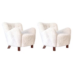 Scandinavian Modern Fritz Hansen Sheepskin Easy Chairs Model FH-1669