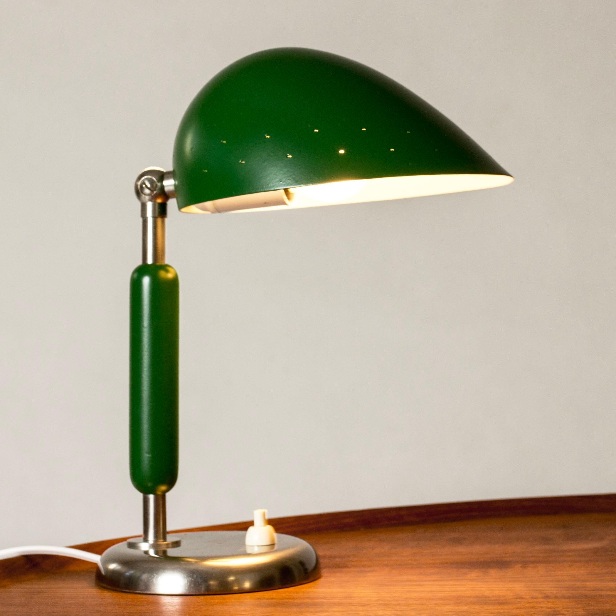 Metal Scandinavian Modern Functionalist Table Lamp by Harald Notini, Sweden, 1930s For Sale
