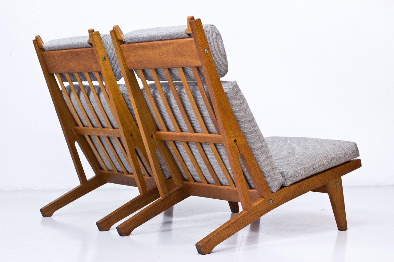 Scandinavian Modern GE-375 Pair of Lounge Chairs, Hans Wegner for GETAMA Denmark 4