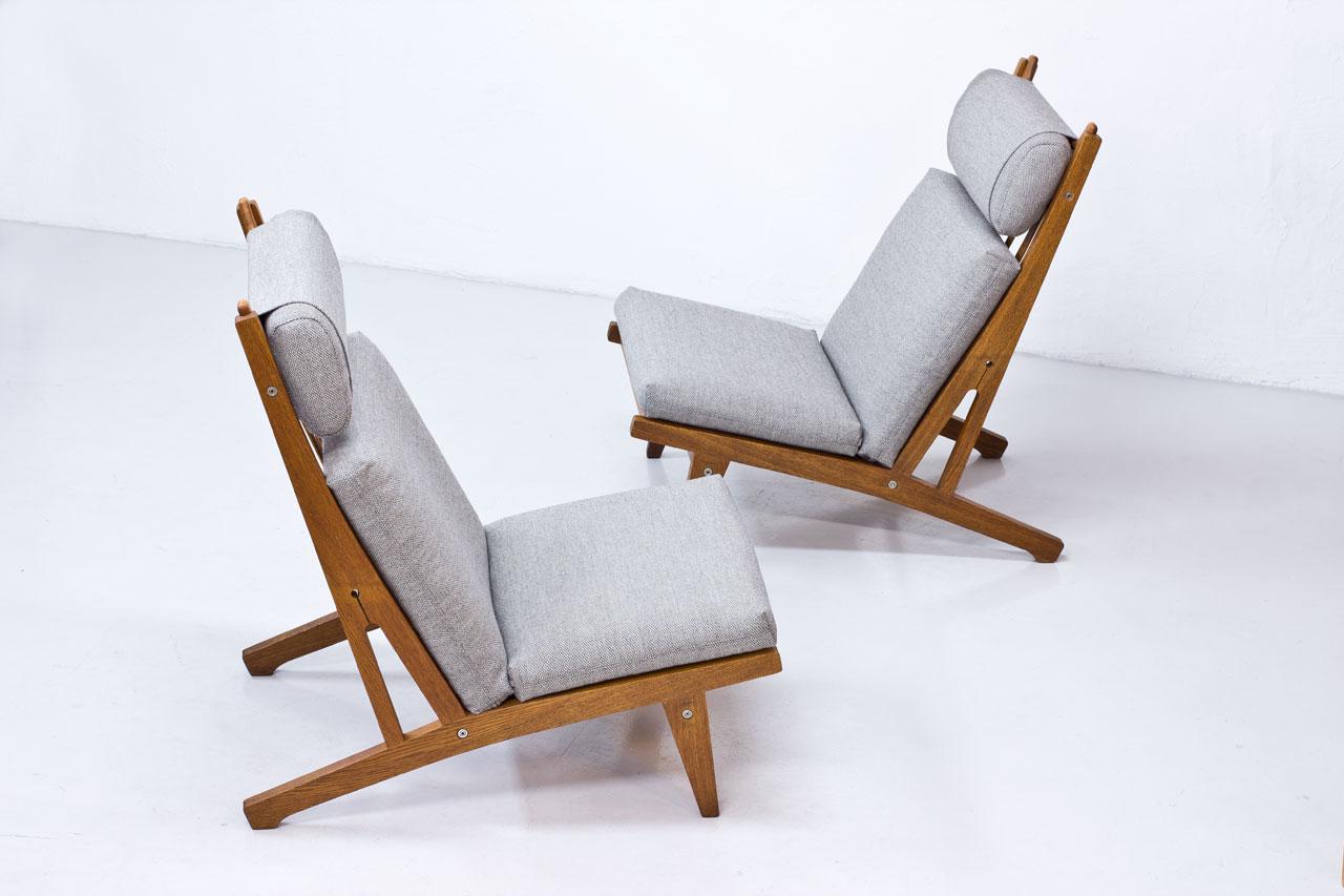 Danish Scandinavian Modern GE-375 Pair of Lounge Chairs, Hans Wegner for GETAMA Denmark