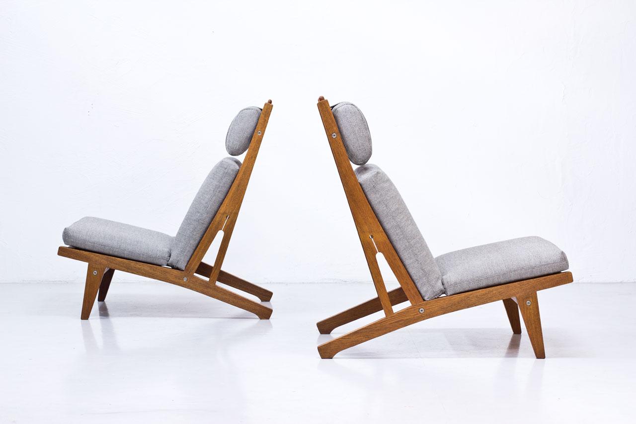 Mid-20th Century Scandinavian Modern GE-375 Pair of Lounge Chairs, Hans Wegner for GETAMA Denmark