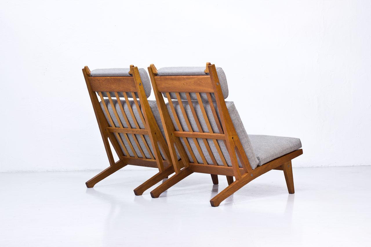 Scandinavian Modern GE-375 Pair of Lounge Chairs, Hans Wegner for GETAMA Denmark 1