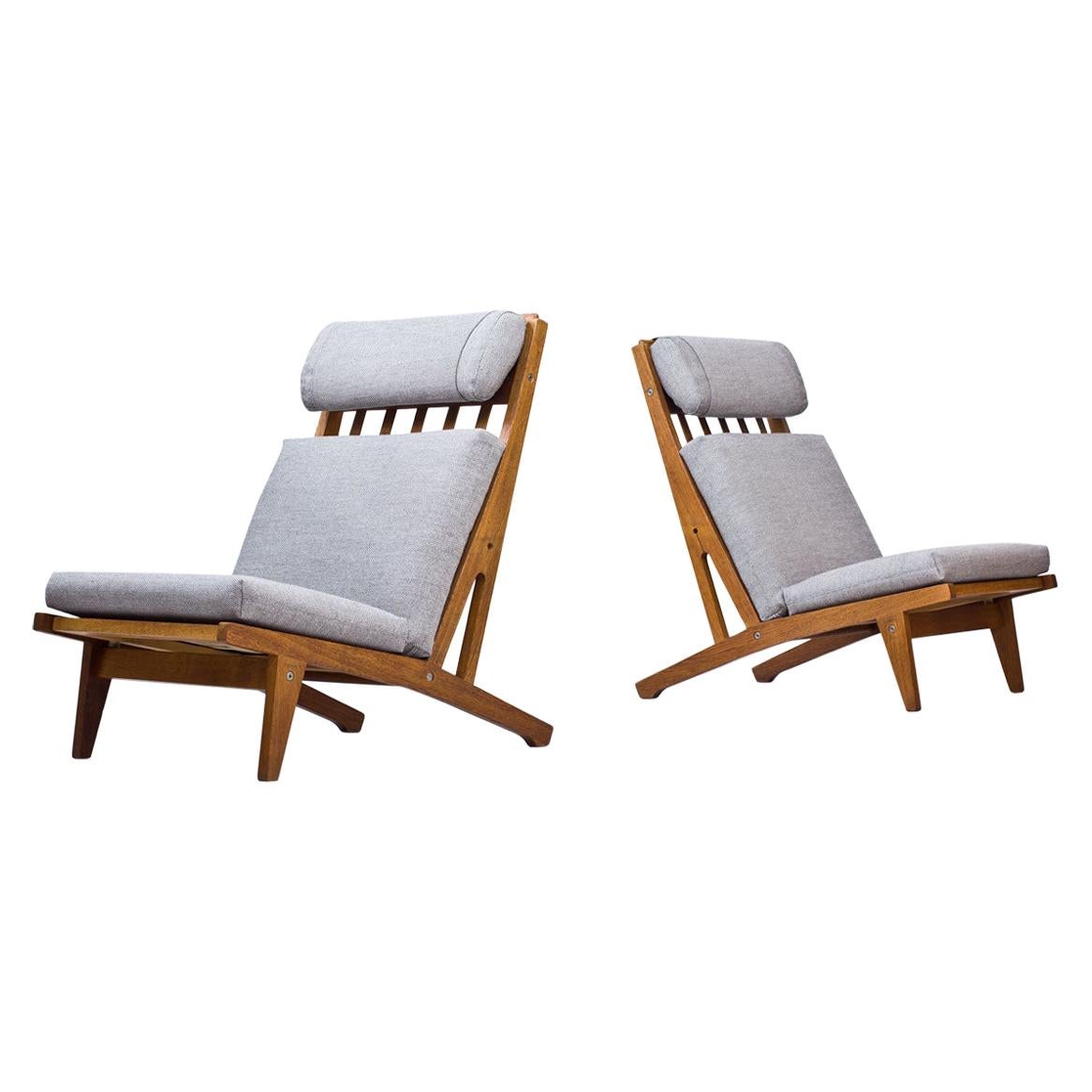 Scandinavian Modern GE-375 Pair of Lounge Chairs, Hans Wegner for GETAMA Denmark