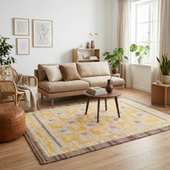 Scandinavian Modern Geometric Cattle‑Hair Flatweave Rug from Dekolet Collection