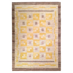 Scandinavian Modern Geometric Cattle‑Hair Flatweave Rug from Dekolet Collection