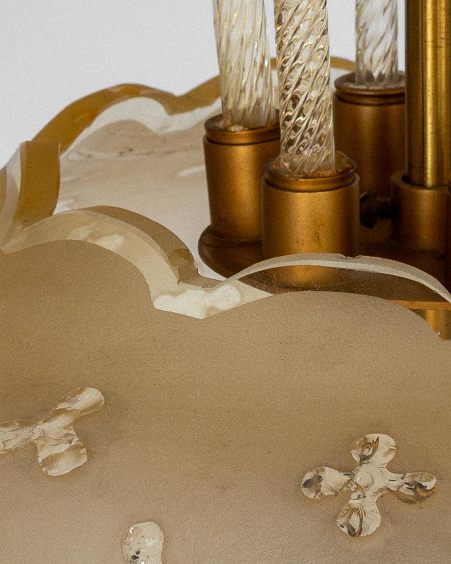 Candelabro moderno scandinavo in vetro e ottone di Orrefors, anni '40 in vendita 2