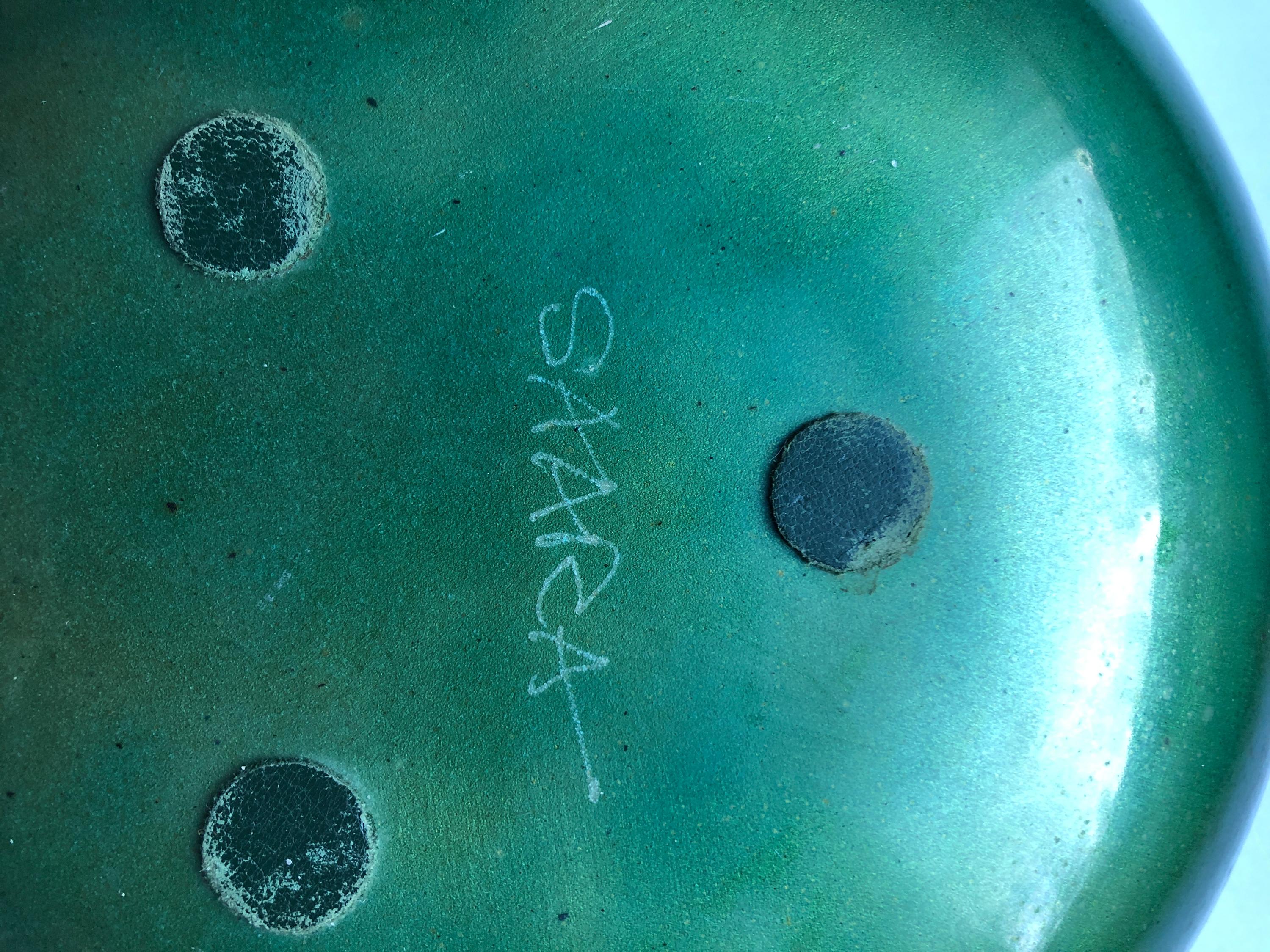 Enameled Scandinavian Modern Glass Enamel on Copper Bowl Signed by Saara Hopea For Sale