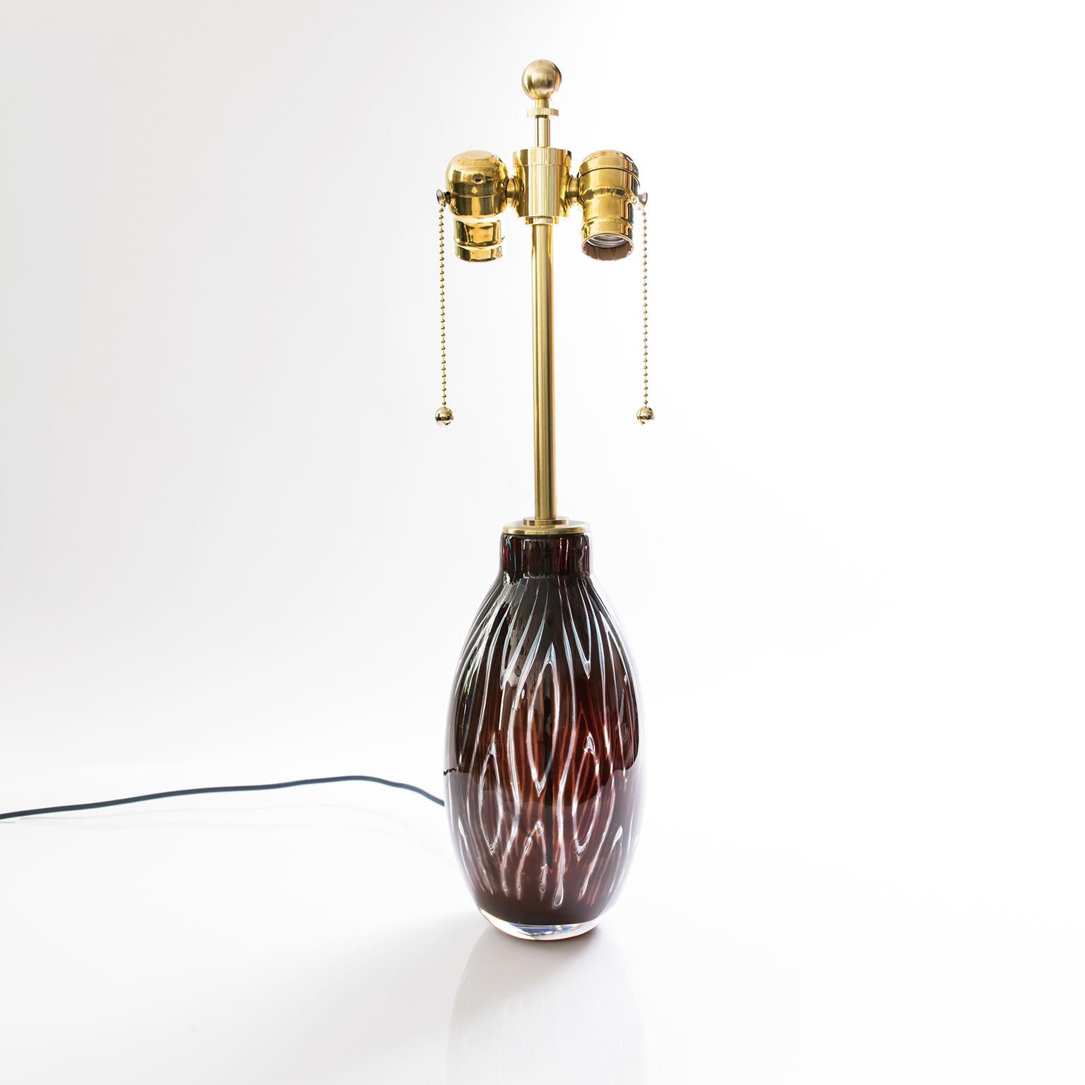Polished Scandinavian Modern Glass Table Lamp by Edvin Ohrstrom for Orrefors, 1958 For Sale