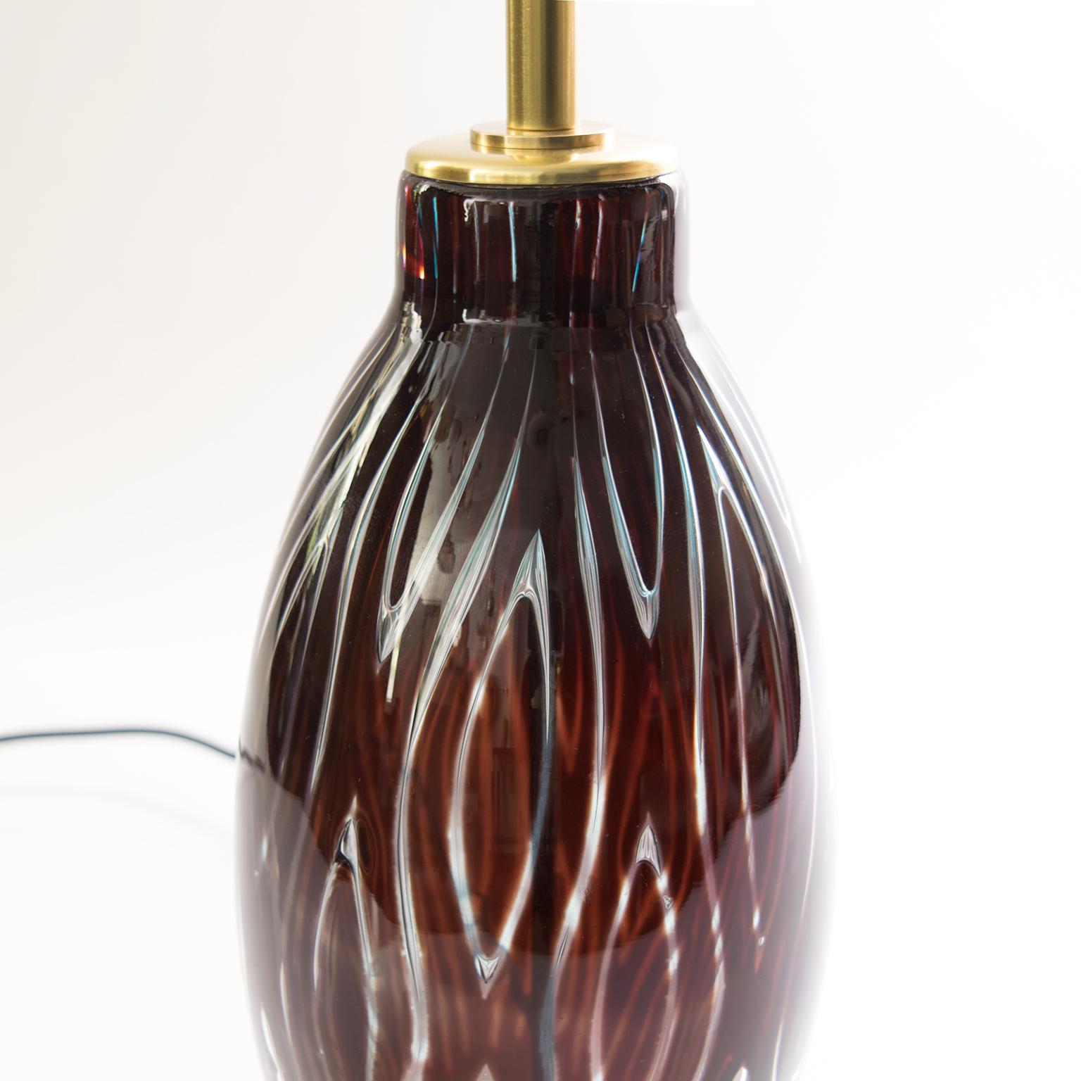 Scandinavian Modern Glass Table Lamp by Edvin Ohrstrom for Orrefors, 1958 In Good Condition For Sale In New York, NY
