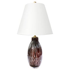 Scandinavian Modern Glass Table Lamp by Edvin Ohrstrom for Orrefors, 1958