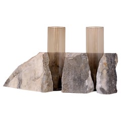 Scandinavian Modern Glass Vase, Carrara Marble, by Erik Olovsson
