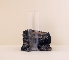 Scandinavian Modern Glass Vase, Portoro Marble, by Erik Olovsson