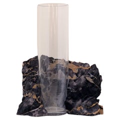 Scandinavian Modern Glass Vase, Portoro Marble, by Erik Olovsson