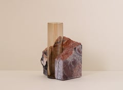 Skandinavische moderne Glasvase der Skandinavischen Moderne, Viola Arabescato-Marmor, von Erik Olovsson