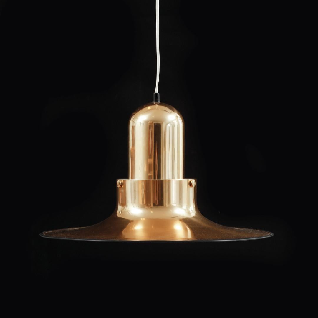 Skandinavische Moderne Goldene Pendelleuchte von PO Ström, 1970er Jahre (Schwedisch) im Angebot