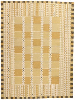 Scandinavian Modern Golden Swedish Inspired Flatweave Carpet