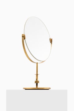 Specchio da tavolo dorato in ottone The Modern Scandinavian, anni '50