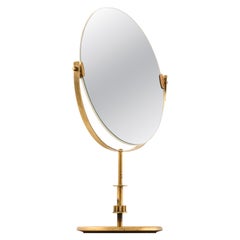 Specchio da tavolo dorato in ottone The Modern Scandinavian, anni '50