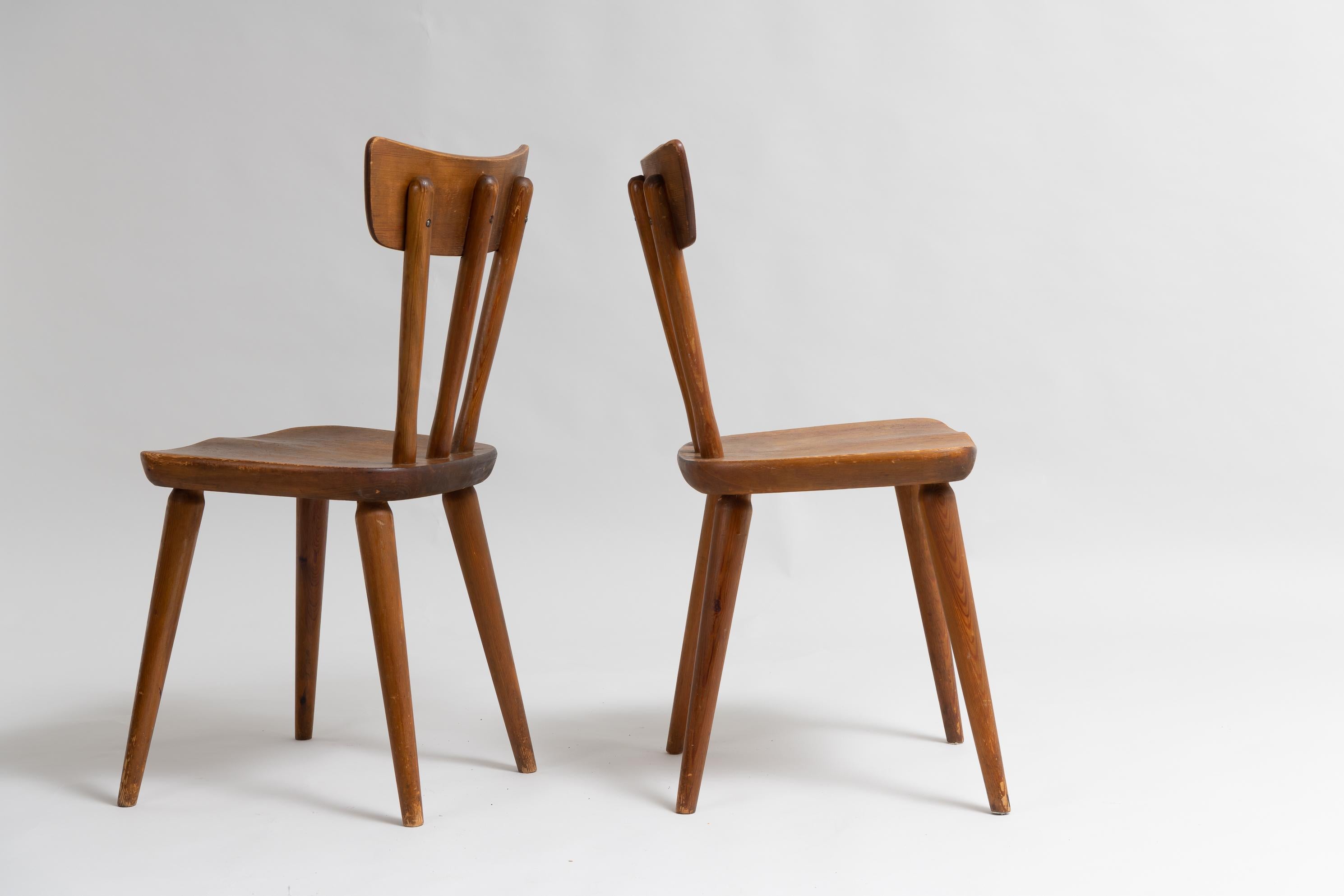 Swedish Scandinavian Modern Göran Malmvall Svensk Fur Pine Chairs